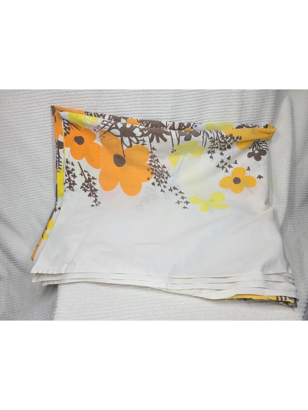 Vintage Vera Bedsheet Burlinton 81x104 Full Double 50/50 Flower Bouquet Orange